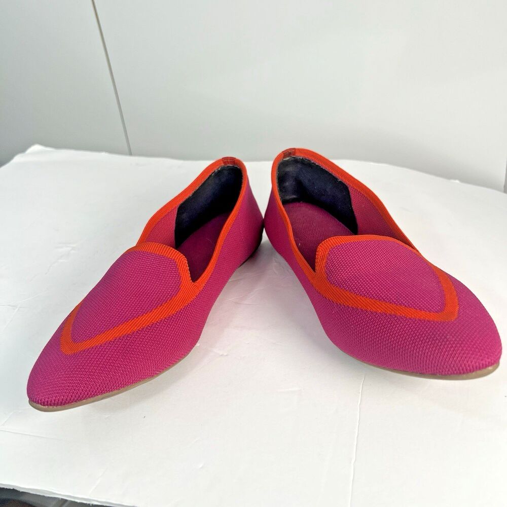 Birdies Blackbird Two Tone Slip On Flats Pink Orange Stretch Washable Size 10 - Picture 6 of 14